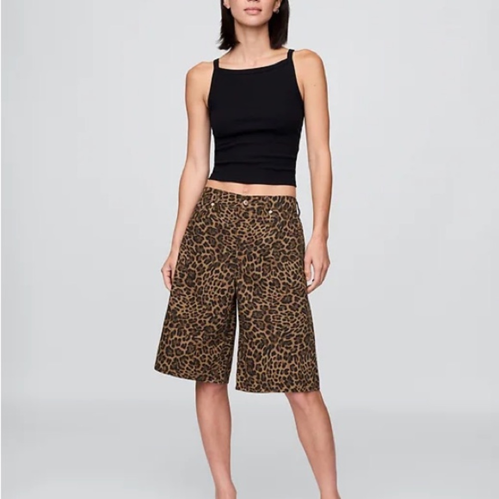 Leopard Print Longline Shorts